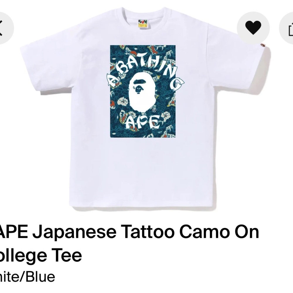 Bape White and Blue Japanese Tattoo Camo Tee
